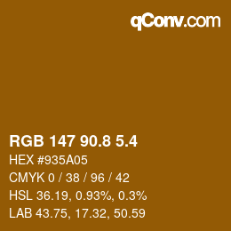 カラーコード: RGB 147 90.8 5.4 | qconv.com