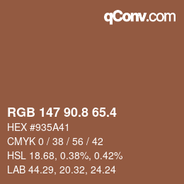 カラーコード: RGB 147 90.8 65.4 | qconv.com