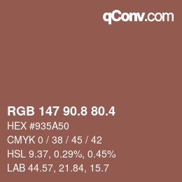 カラーコード: RGB 147 90.8 80.4 | qconv.com