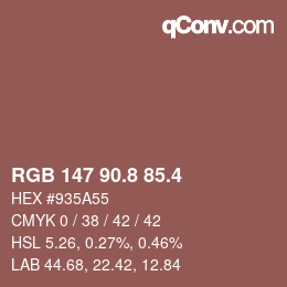 カラーコード: RGB 147 90.8 85.4 | qconv.com