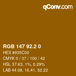 カラーコード: RGB 147 92.2 0 | qconv.com