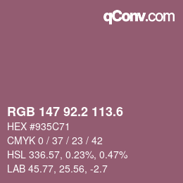 カラーコード: RGB 147 92.2 113.6 | qconv.com