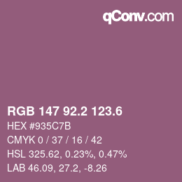 カラーコード: RGB 147 92.2 123.6 | qconv.com