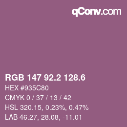 カラーコード: RGB 147 92.2 128.6 | qconv.com
