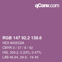 カラーコード: RGB 147 92.2 138.6 | qconv.com