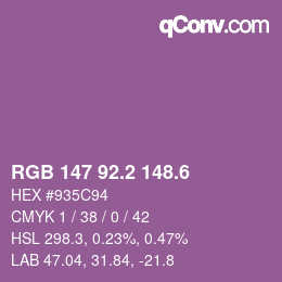 カラーコード: RGB 147 92.2 148.6 | qconv.com