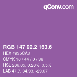 カラーコード: RGB 147 92.2 163.6 | qconv.com