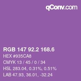 カラーコード: RGB 147 92.2 168.6 | qconv.com