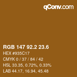 カラーコード: RGB 147 92.2 23.6 | qconv.com