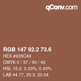 カラーコード: RGB 147 92.2 73.6 | qconv.com