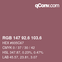 カラーコード: RGB 147 92.6 103.6 | qconv.com