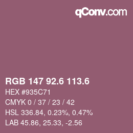 カラーコード: RGB 147 92.6 113.6 | qconv.com