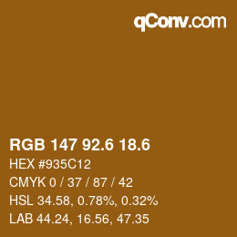 カラーコード: RGB 147 92.6 18.6 | qconv.com