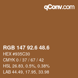カラーコード: RGB 147 92.6 48.6 | qconv.com