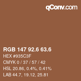 カラーコード: RGB 147 92.6 63.6 | qconv.com