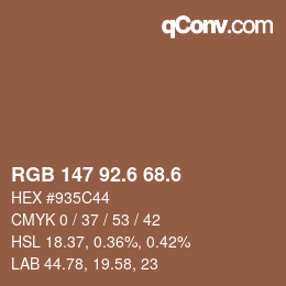 カラーコード: RGB 147 92.6 68.6 | qconv.com