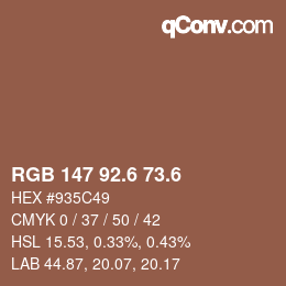 カラーコード: RGB 147 92.6 73.6 | qconv.com