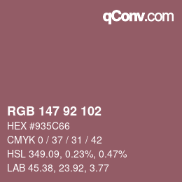 颜色代码: RGB 147 92 102 | qconv.com