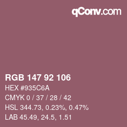 Farbcode: RGB 147 92 106 | qconv.com