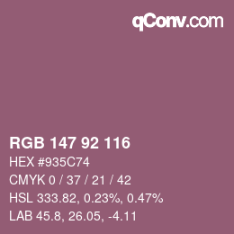 颜色代码: RGB 147 92 116 | qconv.com