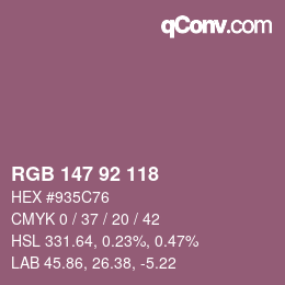 颜色代码: RGB 147 92 118 | qconv.com