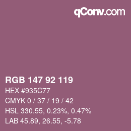 Color code: RGB 147 92 119 | qconv.com