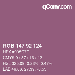 颜色代码: RGB 147 92 124 | qconv.com