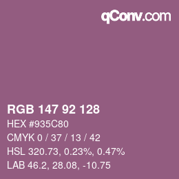 カラーコード: RGB 147 92 128 | qconv.com
