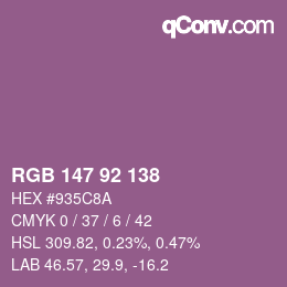Código de color: RGB 147 92 138 | qconv.com