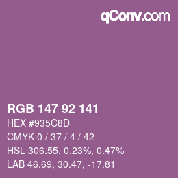 Color code: RGB 147 92 141 | qconv.com