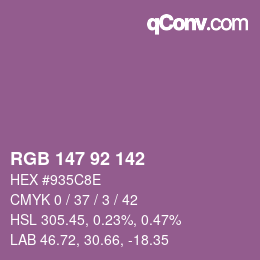 Color code: RGB 147 92 142 | qconv.com