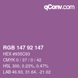颜色代码: RGB 147 92 147 | qconv.com