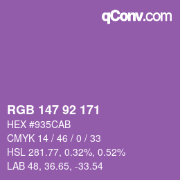 Color code: RGB 147 92 171 | qconv.com