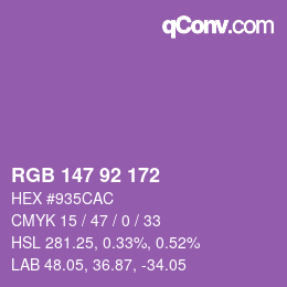 カラーコード: RGB 147 92 172 | qconv.com