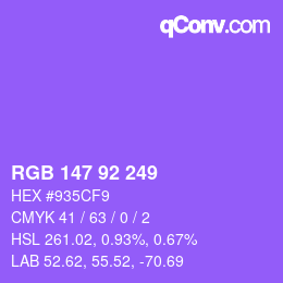 Color code: RGB 147 92 249 | qconv.com