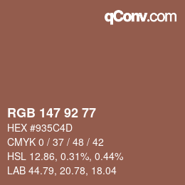 Color code: RGB 147 92 77 | qconv.com