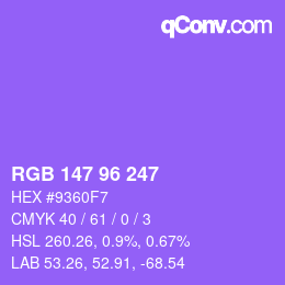 Color code: RGB 147 96 247 | qconv.com