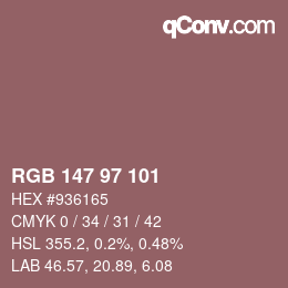 Code couleur: RGB 147 97 101 | qconv.com