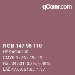 Code couleur: RGB 147 98 110 | qconv.com
