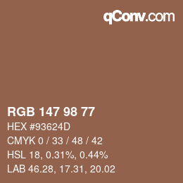 Code couleur: RGB 147 98 77 | qconv.com