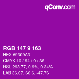Color code: RGB 147 9 163 | qconv.com