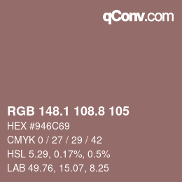 Color code: RGB 148.1 108.8 105 | qconv.com
