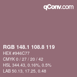 Color code: RGB 148.1 108.8 119 | qconv.com