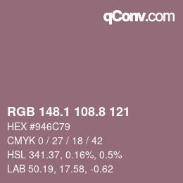 Color code: RGB 148.1 108.8 121 | qconv.com