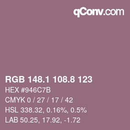 Color code: RGB 148.1 108.8 123 | qconv.com