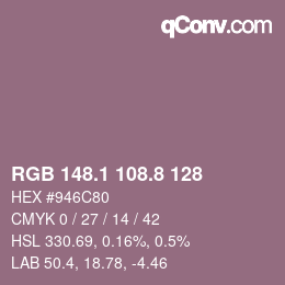 Color code: RGB 148.1 108.8 128 | qconv.com