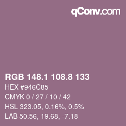 Code couleur: RGB 148.1 108.8 133 | qconv.com
