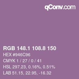 Color code: RGB 148.1 108.8 150 | qconv.com