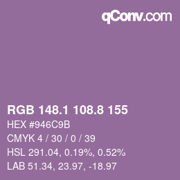 Color code: RGB 148.1 108.8 155 | qconv.com