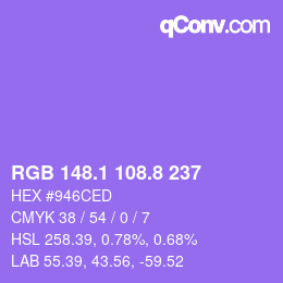 カラーコード: RGB 148.1 108.8 237 | qconv.com